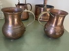 Antique Hand-hammered Copper Pitcher With A Brass Or Bronze Handle