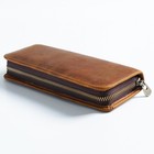 Vintage Real Leather Pen Case 10 Divided Slots Zipper Pencil Pouch Storage Bag