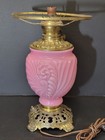 Consolidated Pink Cased Glass Shell Oil Lamp Base Electrified Antique Gwtw