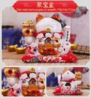 17cm Ceramic Beckoning Cat Maneki Neko Ornament Swing Luck Cat Feng Shui Decor