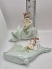 Vintage Rare Mermaid Riding Fish Wall Plaque Set -retro Arnels Chalkware