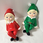 Vtg Elves Elf Pair Figurines Shelf Sitters 1989 Scioto Mold Ceramic Hand Painted