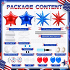 2 Sets 4th Of July Balloon Column Stand Kit Red White And Blue Star Balloon Arch