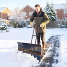 Snow Shovel With Wheels  29  X 18  Metal Snow Pusher  Black