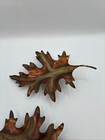 Vintage Brass Oak Leaves Metal Wall Hanging Mcm Decor - Lot Of 2