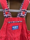 Vintage Oshkosh B   gosh Red Cotton Overalls 4t Usa Made Plaid Cuff 80s 90s