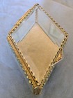 Vintage French Victorian Style Gold Metal Beveled Glass Jewelry Box 