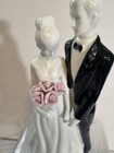 David Tutera Bride And Groom Wedding Cake Topper Ceramic Pink Rose Bouquet New