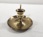 Vintage Solid  Brass Hand Held Candle Stick Holder W  Finger Loop Handle 2 5 