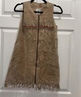 Vintage Charabia Native American - Inspired Beaded Suede Fringe Dress France 10a