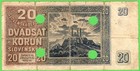 Slovakia  P5a  20 Korun  1939    Vf   Perforation  