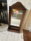 Vintage Early American Wall Mirror W  Removable Tray Drawer Wood Hanging Mirror