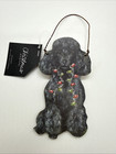 Black Poodle Dog Christmas Holiday Ornament Wood Decoration New