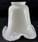 Vintage White Opaline Glass Lamp Shade Ruffled Edge 5    Art Deco Style