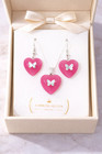 Heart Earrings   Heart Pendant  Butterfly Girls Jewelry Set Birthday Gift