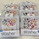 10 Stasher Silicone Reusable Sandwich Size Food Storage Bags - New -clear Medium