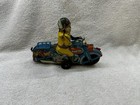 Rare Vintage 1965 Japan T n  Tin Friction Hunter Motorcycle W  Driver - Works