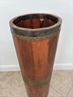 Vintage Wood Umbrella Stand With Etched Brass Decor 21 5   