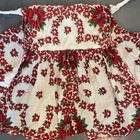 Vintage Half Apron Poinsettias Holiday Christmas Tie Pockets Cottagecore Prairie