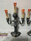2x Vintage Scary Halloween Flickering Flame Candelabra Haunted House  Led Skull