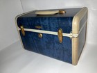 Vintage Samsonite Shwayder Bros  Carry train make-up Case Luggage Blue Marbled 