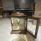 Mechanical Howard Miller Mantel Clock Wood Case Glass Door Brass Handle