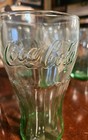 Set Of  6  Coca-cola Vintage Green Glasses  Without Handles   Embossed  6  Tall