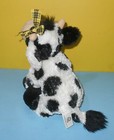 2006 Princess Soft Toys 10  B w Cow With Horns   Yellow Bow Bean Plush Cutie