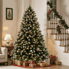 Snow Flocked Bushy Pinecone Christmas Tree With Lights Artificial 4 5 6 7ft Xmas
