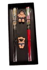 Sumo Wrestler 2 Pair Of Chopsticks Ukiyo-e   Chopstick Rests Vintage New In Box