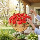 4 Pack 12 Inch Hanging Baskets For Plants Outdoor - Metal Hanging Planters Fo   