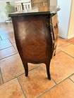 French Louis Xv Bombe Inlayed Wood Top Dresser Brown Wood 2-drawer Nightstand
