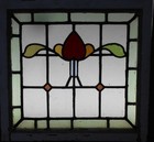 Pretty Floral Midsize Old English Leaded Stained Glass Window 22 3 4  X 21 3 4 