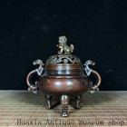 5 6 china Ancient Pure Bronze Copper Fu Foo Dog Lion Beast Incense Burner Censer