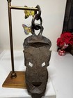 Vintage Hand Carved Wooden Wall Mask W  Carved Wood Chain