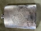 Vintage Mexican Sterling Silver Flask With Etched Aztec Design Hinged Top 147 Gr