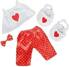 Satin Heart Pj s With Slippers Teddy Bear Clothes Fits Most 14 -18     