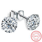 2 X Classic Sterling Silver Small Cubic Zirconia Stud Earrings For Men Women
