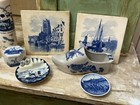 Delft Blue Holland Souvenir Lot - Demitasse Coasters Tiles Mini Clogs Figurines