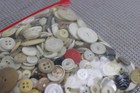 2 Lb Antique Vintage White Mop Buttons - Assorted Sizes - Old Lot