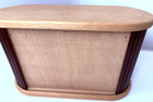 Vtg Mid Century Teak Wood 26 Cd Holder Storage Rack Case Rolling Doors