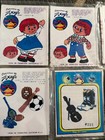 Vintage Needle Magic Iron On Transfer Pattern Lot 9 Raggedy Ann Cars Sports Usa
