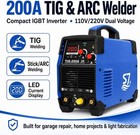 200a Hf Start Tig Welder  Dc Tig And Stick Welder  110v 220v Dual Voltage Portab