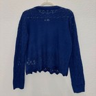 Nwt Nine West Women   s Size M Crochet Knit Sweater Top Dark Blue Sheer Pullover