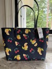 Michael Kors Jet Set Medium Carryall Tote  Lemon cherry Print Navy   rare  