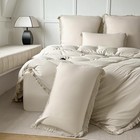Beige Duvet Cover Size With Boho Tassel - Duvet Cover 3 Pieces Queen Beige-04