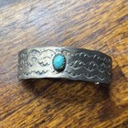 Vtg  925 Southwest Sterling Silver Turquoise Artisan Stamped Hair Clip Barrette