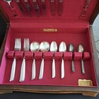 Vintage 25 Pieces Community Silver Plate Cutlery Set Plus Display Wooden Box