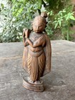 Antique Old Rare Hand Carved Wood Hindu God Krishna Standing Figure Small Statue