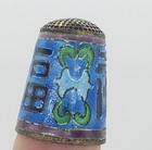 Vintage Antique Thimble Cloisonne Enamel Real Gold Trim Good Luck  
